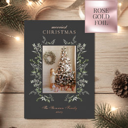 Frohe Weihnachten Wasserfarbe Rosen Goldfolie Foto Folien Feiertagskarte
