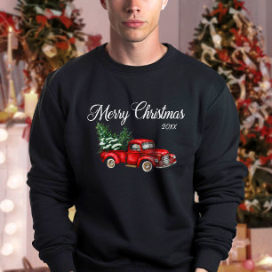 Frohe Weihnachten Wasserfarbe Vintag Red Truck Bla Sweatshirt