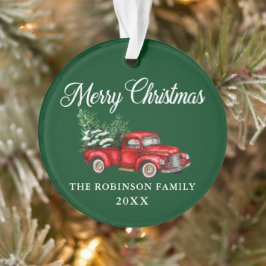 Frohe Weihnachten Wasserfarbe Vintag Red Truck Gre Ornament