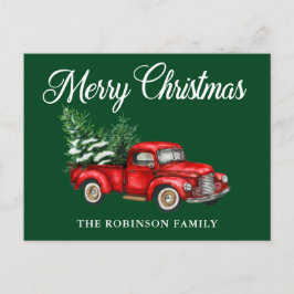 Frohe Weihnachten Wasserfarbe Vintag Red Truck Gre Postkarte