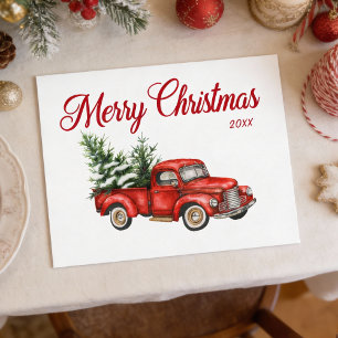 Frohe Weihnachten Wasserfarbe Vintag Red Truck Jah Postkarte