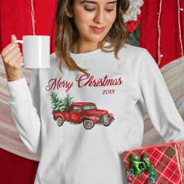Frohe Weihnachten Wasserfarbe Vintag Red Truck Jah Sweatshirt