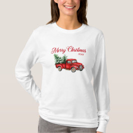 Frohe Weihnachten Wasserfarbe Vintag Red Truck Jah T-Shirt