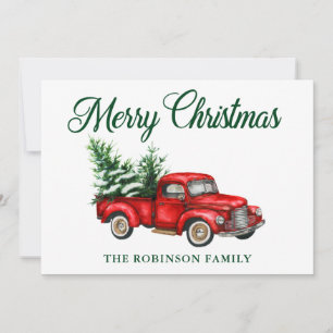 Frohe Weihnachten Wasserfarbe Vintage-Roter LKW