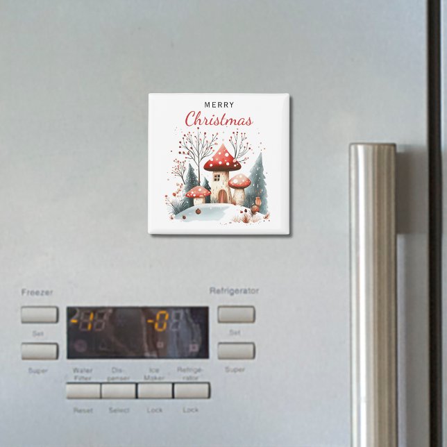 Frohe Weihnachten Wasserfarbe Winterwald Magnet (Von Creator hochgeladen)