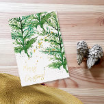 Frohe Weihnachten Wasserfarben Art Tree Folien Feiertagskarte<br><div class="desc">Wasserfarbe Handgemalte,  gemischte Medien. Weihnachtskarte von hoher Qualität für Sie,  um mit Ihrer speziellen Urlaubsbotschaft anzupassen. Die Kombination von grünen Farbtönen in den Bäumen und dem goldenen Schnee schafft einen atemberaubenden Kontrast,  der ein Gefühl von Bezauberung und Schönheit weckt.</div>