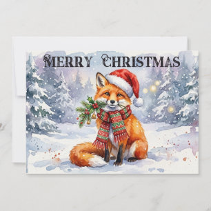 Frohe Weihnachten Wasserfarben Fuchs
