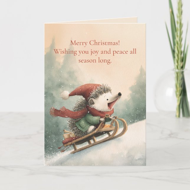 Frohe Weihnachten Wasserfarben-Igel  (Vorderseite)