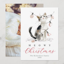 Frohe Weihnachten Wasserfarben-Katze Individuelle