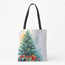 Frohe Weihnachten Wasserfarben Kunst Tasche