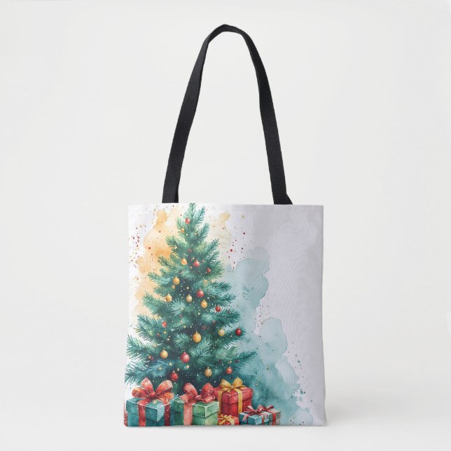 Frohe Weihnachten Wasserfarben Kunst Tasche (Vorderseite)