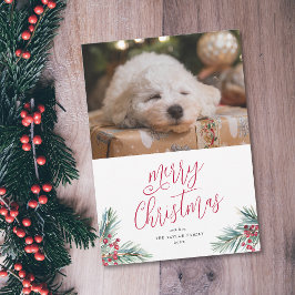 Frohe Weihnachten Wasserfarben Pine and Berries