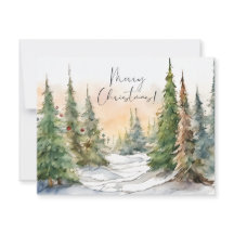 Frohe Weihnachten Wasserfarben Pine Trees Note Car