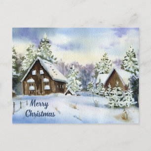 Frohe Weihnachten Wasserfarben Winterlandschaft