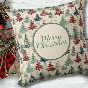 Frohe Weihnachten Wasserfarbenfrohe Grünwälder Bäu Kissen