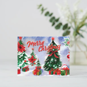 Frohe Weihnachten Watercolor Art Design Ankündigungspostkarte