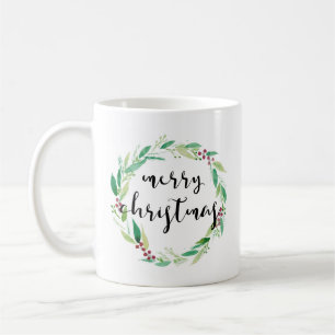 Frohe Weihnachten Watercolor Holiday Wreath Chic Kaffeetasse