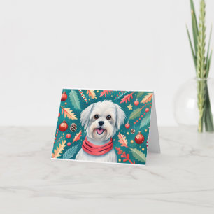Frohe Weihnachten Watercolor Maltese Dog Weihnacht