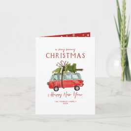 Frohe Weihnachten | Watercolor Red Van Holiday
