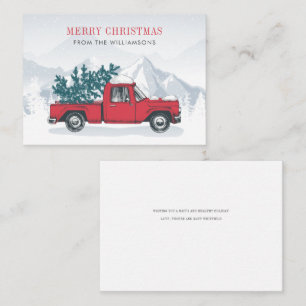 Frohe Weihnachten Watercolor Roter LKW Glückliche Mitteilungskarte
