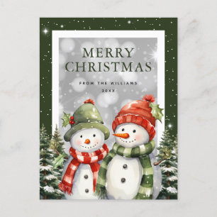 Frohe Weihnachten Watercolor Snowman