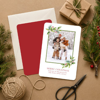 Frohe Weihnachten Watercolor-Stechpalmen-Beeren-Fo