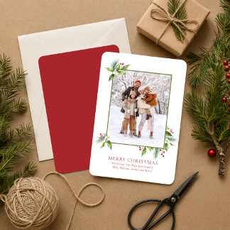 Frohe Weihnachten Watercolor-Stechpalmen-Beeren-Fo