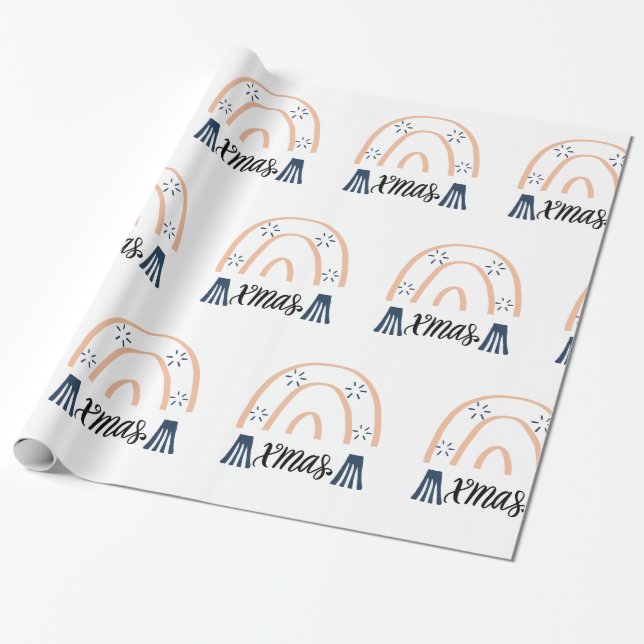 Frohe Weihnachten Weihnachten Boho Rainbow Geschen Geschenkpapier (Ungerollt)