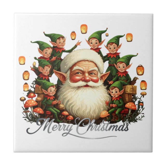 Frohe Weihnachten Weihnachten Fliese (Vorderseite)