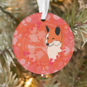 frohe weihnachten, weihnachten, fuchs, blumen, nat ornament