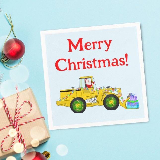 Frohe Weihnachten Weihnachten in Bulldozer Lieferu Serviette (Bulldozer Santa: napkins for construction-loving kids. Celebrate with festive flair!)