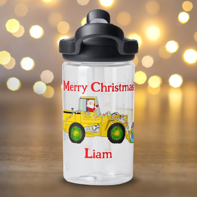 Frohe Weihnachten Weihnachten in Bulldozer Lieferu Trinkflasche (Stay hydrated with this adorable Christmas water bottle!)
