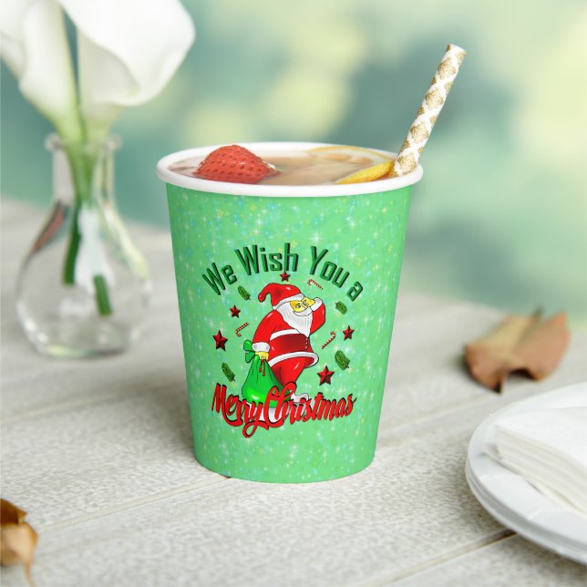 Frohe Weihnachten Weihnachten mit Sack Stars Cane Pappbecher (In Situ)