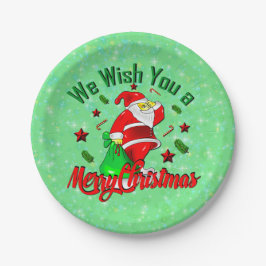 Frohe Weihnachten Weihnachten mit Sack Stars Cane  Pappteller