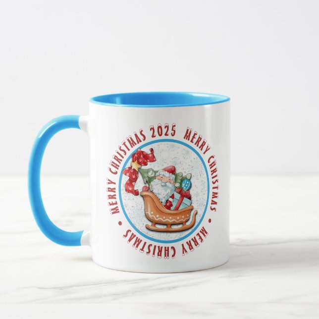 Frohe Weihnachten Weihnachten mit seinem Schlitten Tasse (Links)