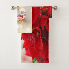 Frohe Weihnachten, Weihnachten Poinsettia Badhandtuch Set
