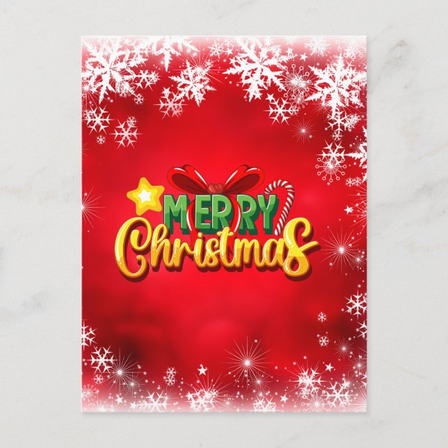 Frohe Weihnachten Weihnachten Red Green Gold Feier Postkarte (Vorderseite)