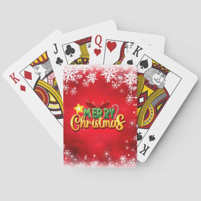 Frohe Weihnachten Weihnachten Red Green Gold Feier Spielkarten (Rückseite)