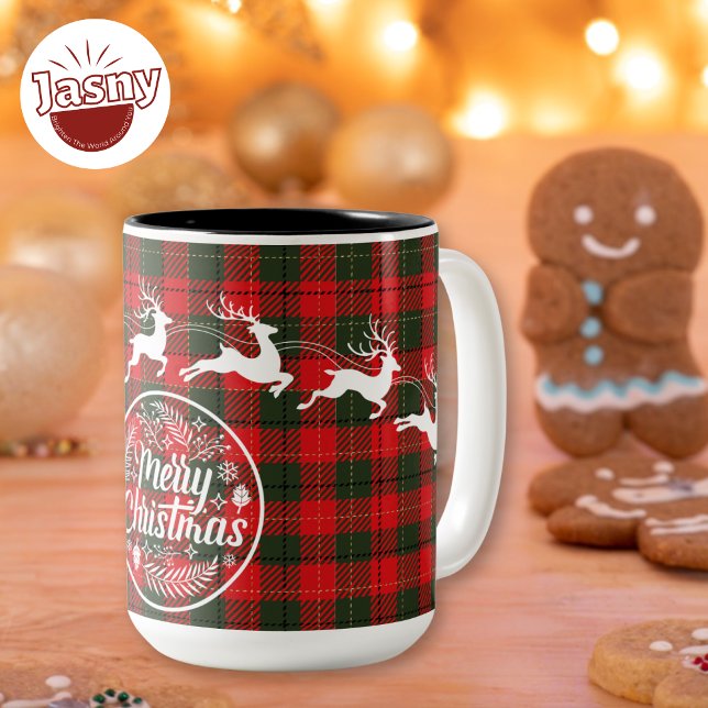 Frohe Weihnachten Weihnachten - Reindeer Flannel Zweifarbige Tasse (Von Creator hochgeladen)
