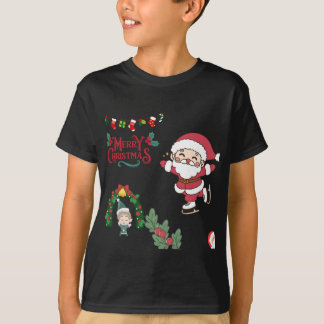 Frohe Weihnachten Weihnachten Skater Kinder Urlaub T-Shirt