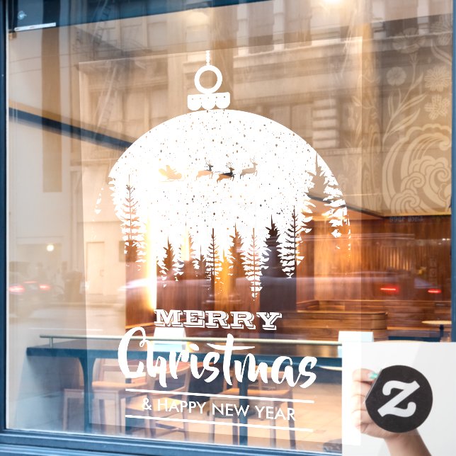 Frohe Weihnachten Weihnachten Sleigh Ornament Holi Fensteraufkleber (Café-Fenster)