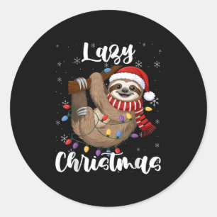 Frohe Weihnachten Weihnachten Slothmas Lazy Runder Aufkleber