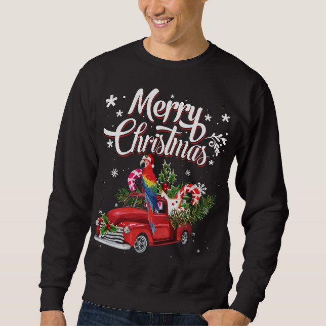 Frohe Weihnachten Weihnachten Tree Red Truck Parro Sweatshirt (Vorderseite)