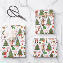 Frohe Weihnachten Weihnachten Überprüfung seiner L Geschenkpapier Set