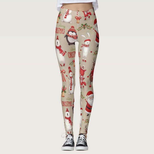 Frohe Weihnachten Weihnachten und Freunde Leggings (Vorderseite)