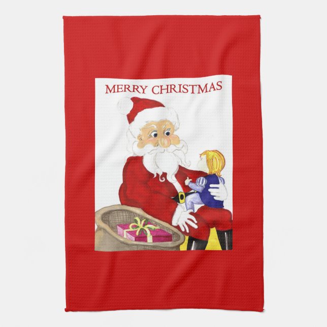 Frohe Weihnachten Weihnachten und Kind Küchentüche Geschirrtuch (Vertikal)