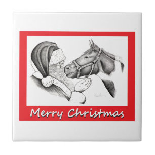 Frohe Weihnachten Weihnachten und Pferd Fliese