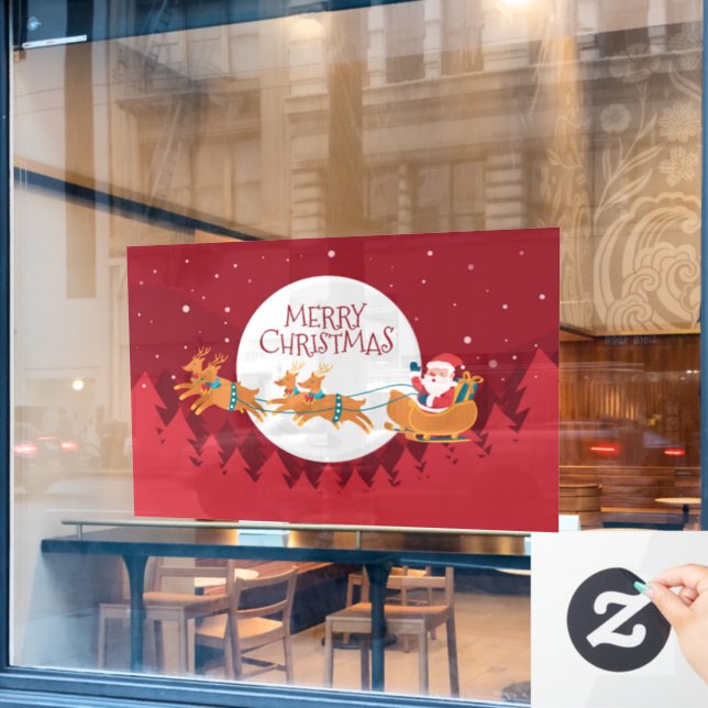 Frohe Weihnachten Weihnachten und Sleigh Fensteraufkleber (Café-Fenster)