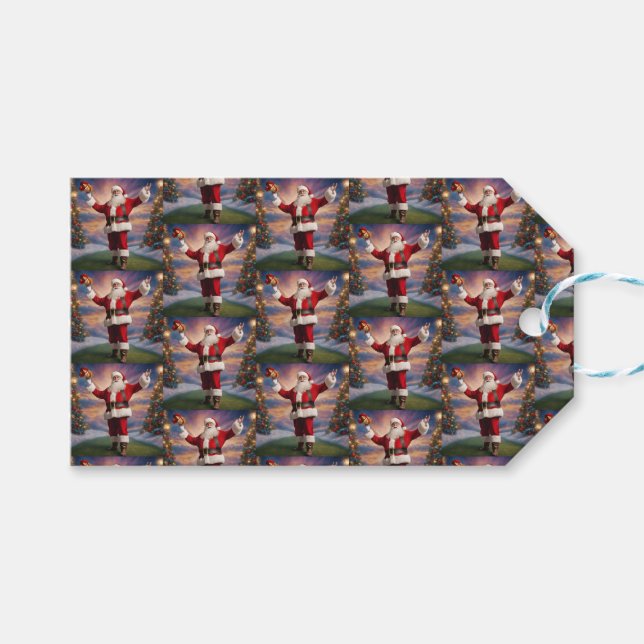 Frohe Weihnachten Weihnachten und Weihnachtsbaumen Geschenkanhänger (Vorderseite (Horizontal))