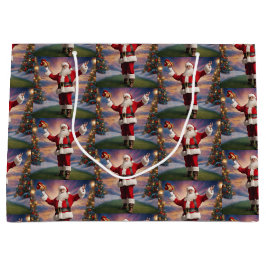 Frohe Weihnachten Weihnachten und Weihnachtsbaumen Große Geschenktüte